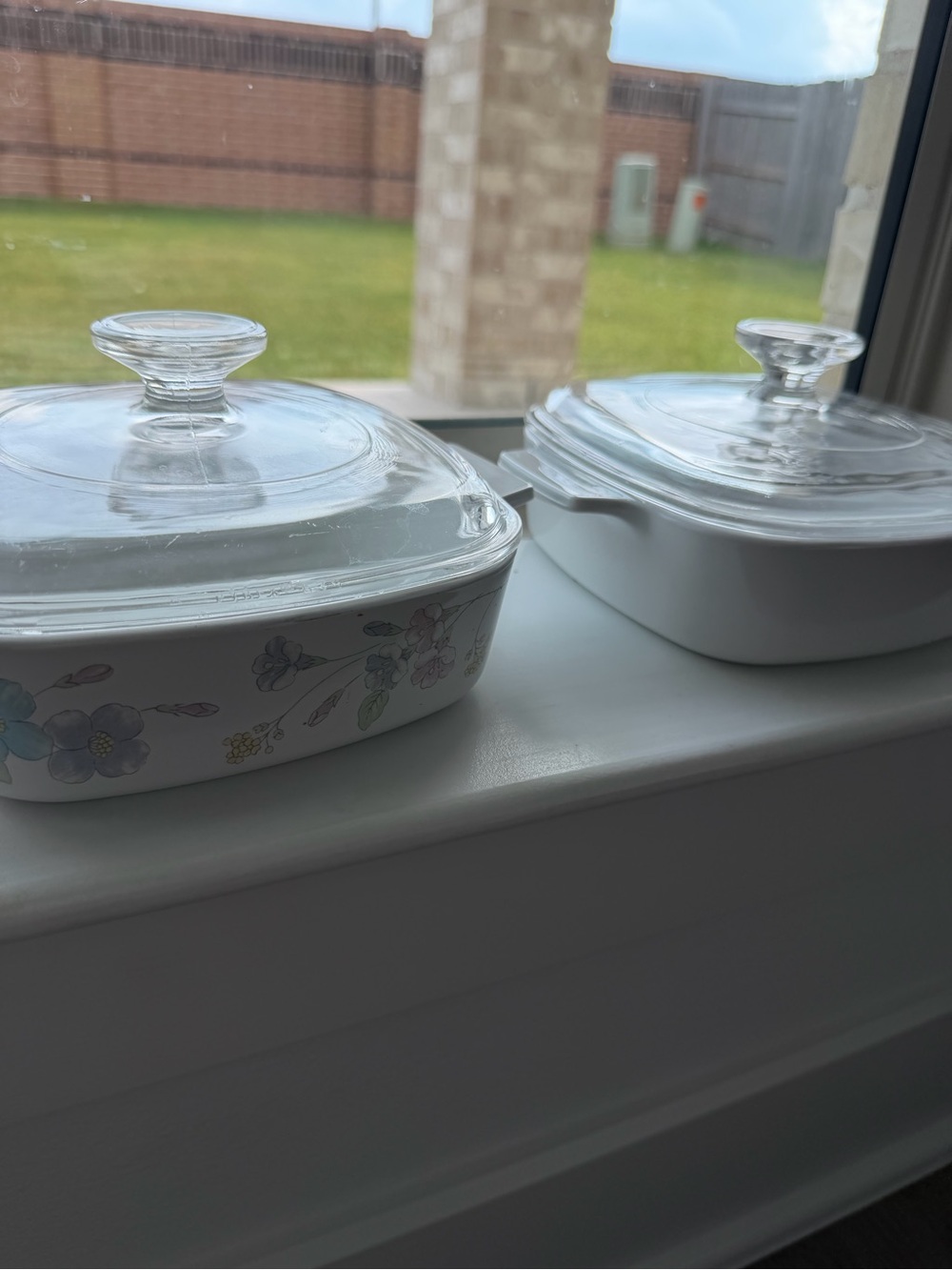 Corningware White Covered Casserole Dish Set with Pastel Floral Accents